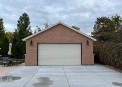 A brick detached garage